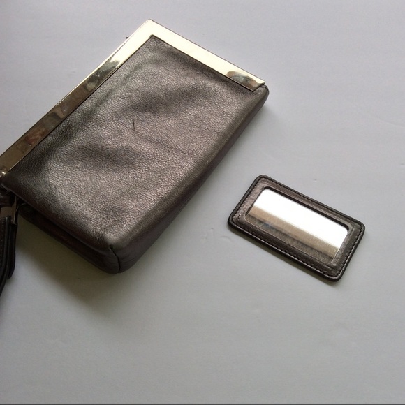 CALVIN KLEIN METALLIC PEWTER LEATHER WRISTLET - Picture 2 of 7